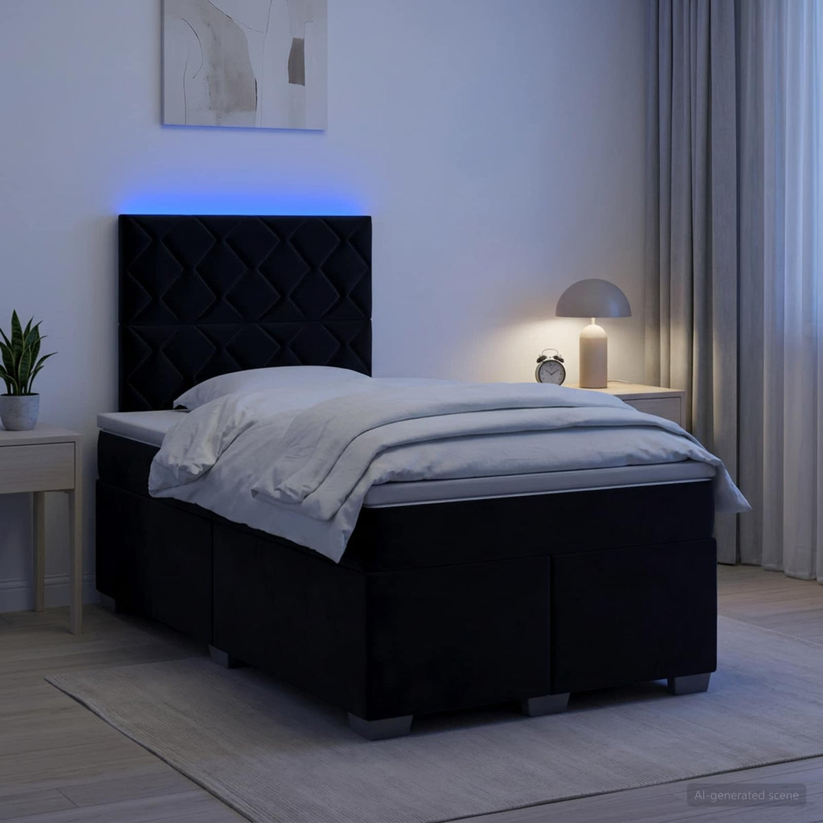 Lit boxspring avec matelas Noir 120 x 200 cm Velours