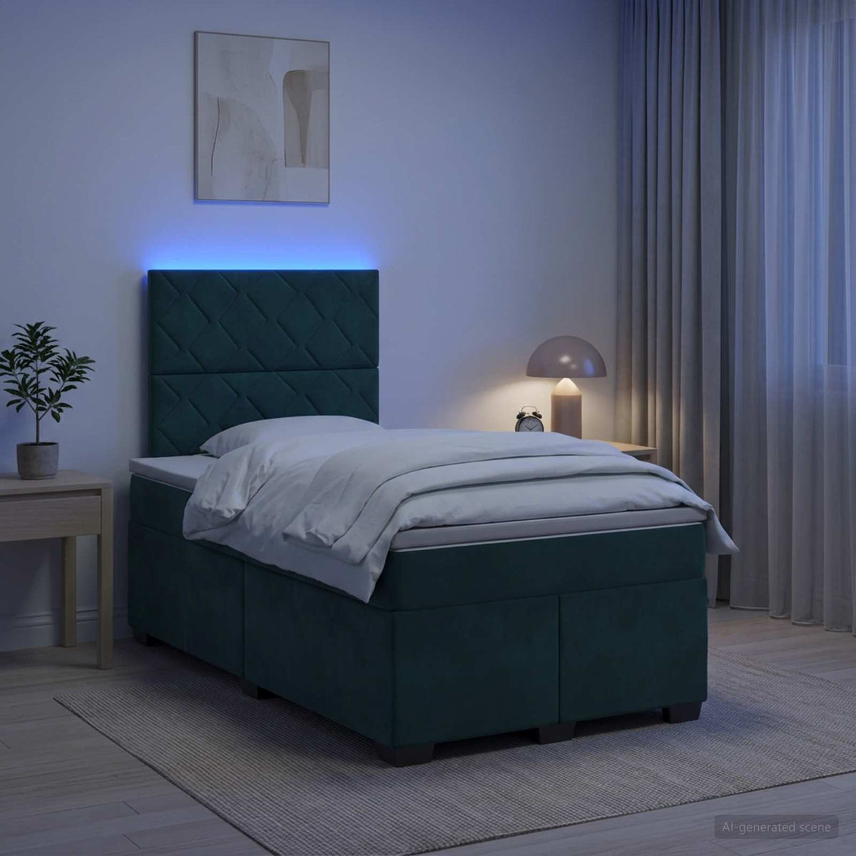 Lit boxspring avec matelas Vert foncé 120 x 200 cm Velours