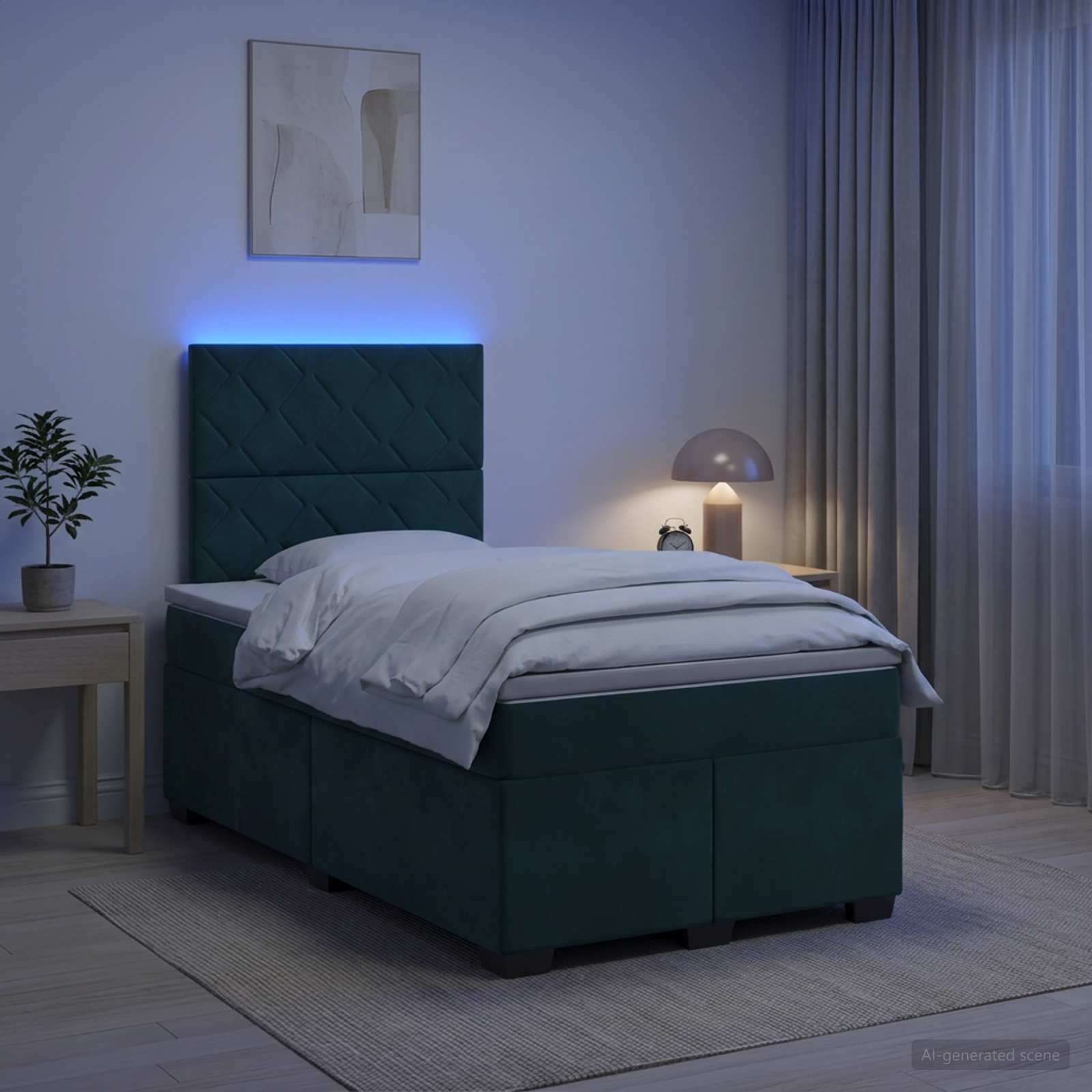 Lit boxspring avec matelas Vert foncé 120 x 190 cm Velours
