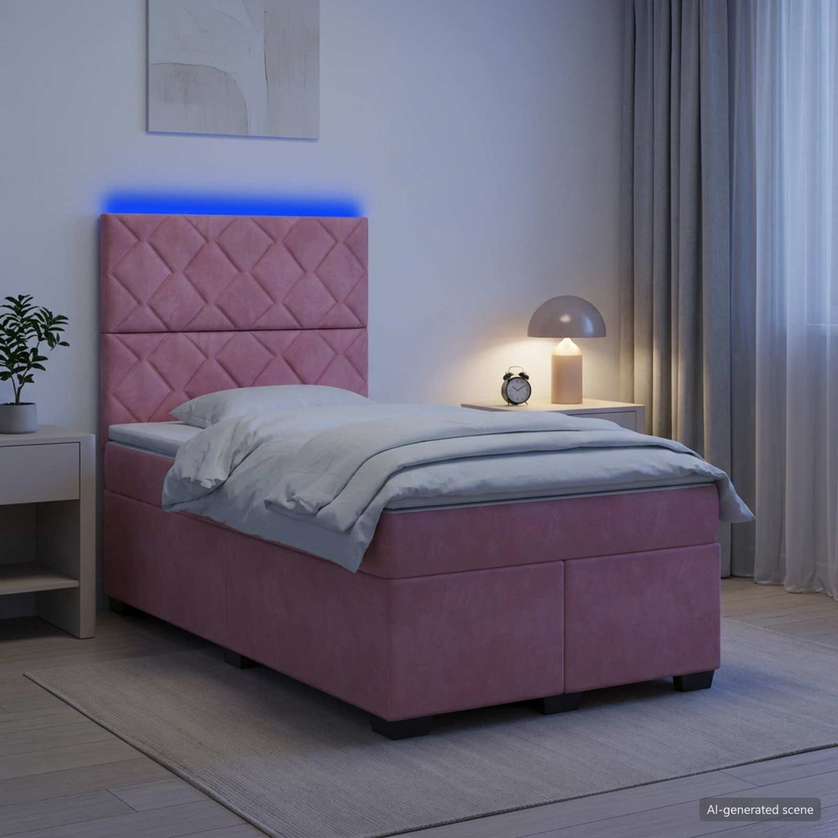 Lit boxspring avec matelas Rose 120 x 200 cm Velours