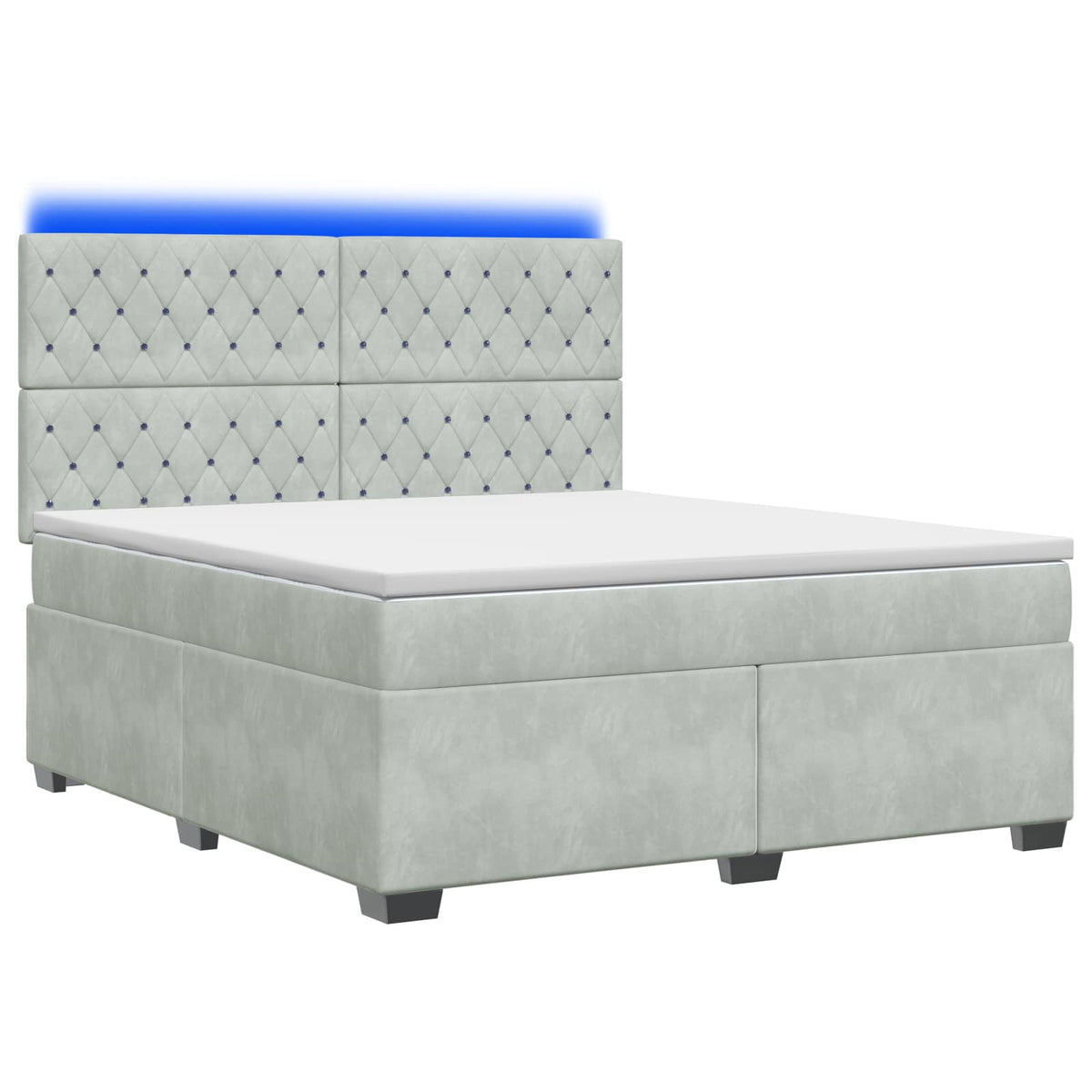Lit boxspring avec matelas Gris clair 140 x 190 cm Velours