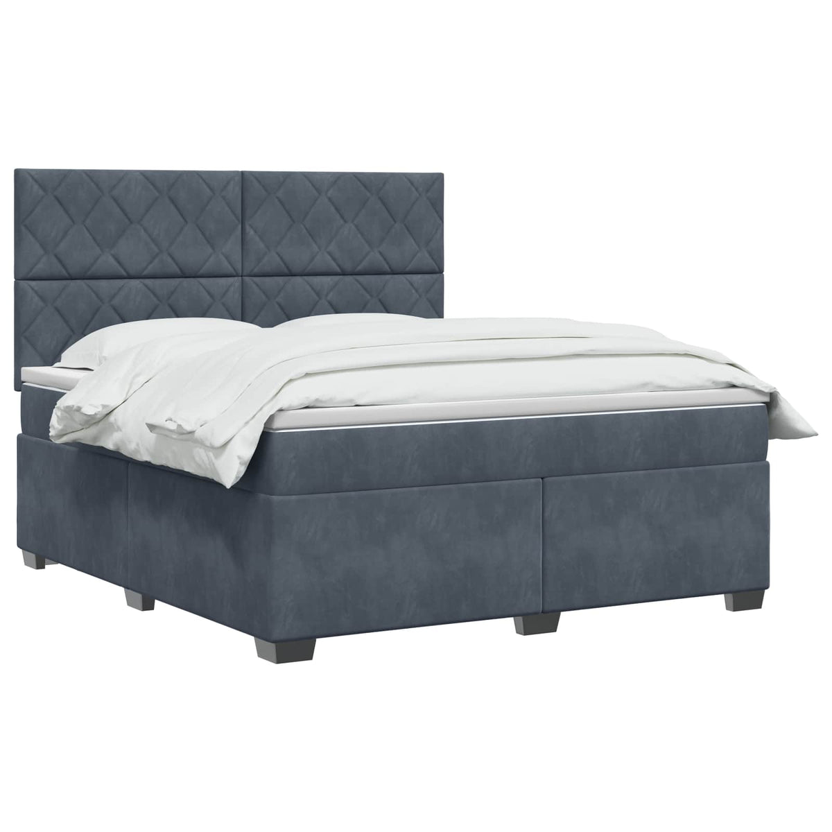 Lit boxspring avec matelas Gris foncé 140 x 190 cm Velours