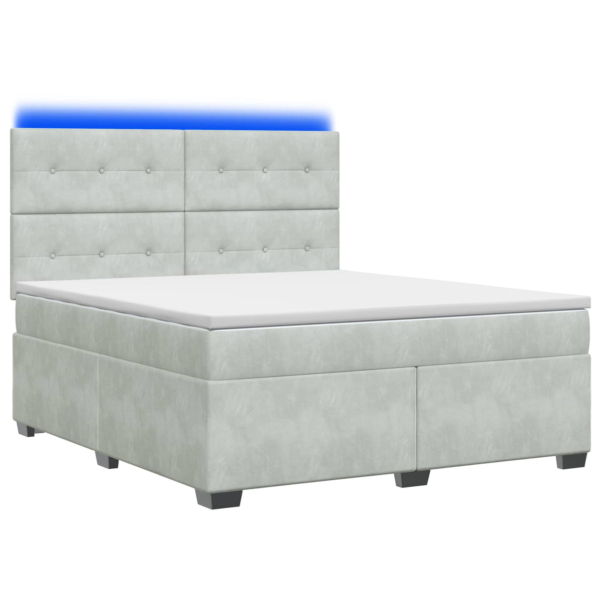 Lit boxspring avec matelas Gris clair 140 x 200 cm Velours