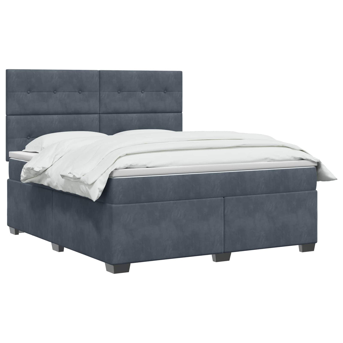 Lit boxspring avec matelas Gris foncé 140 x 200 cm Velours