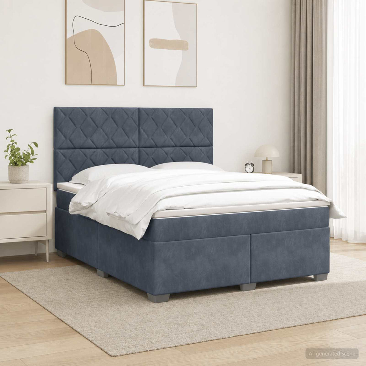 Lit boxspring avec matelas Gris foncé 140 x 200 cm Velours