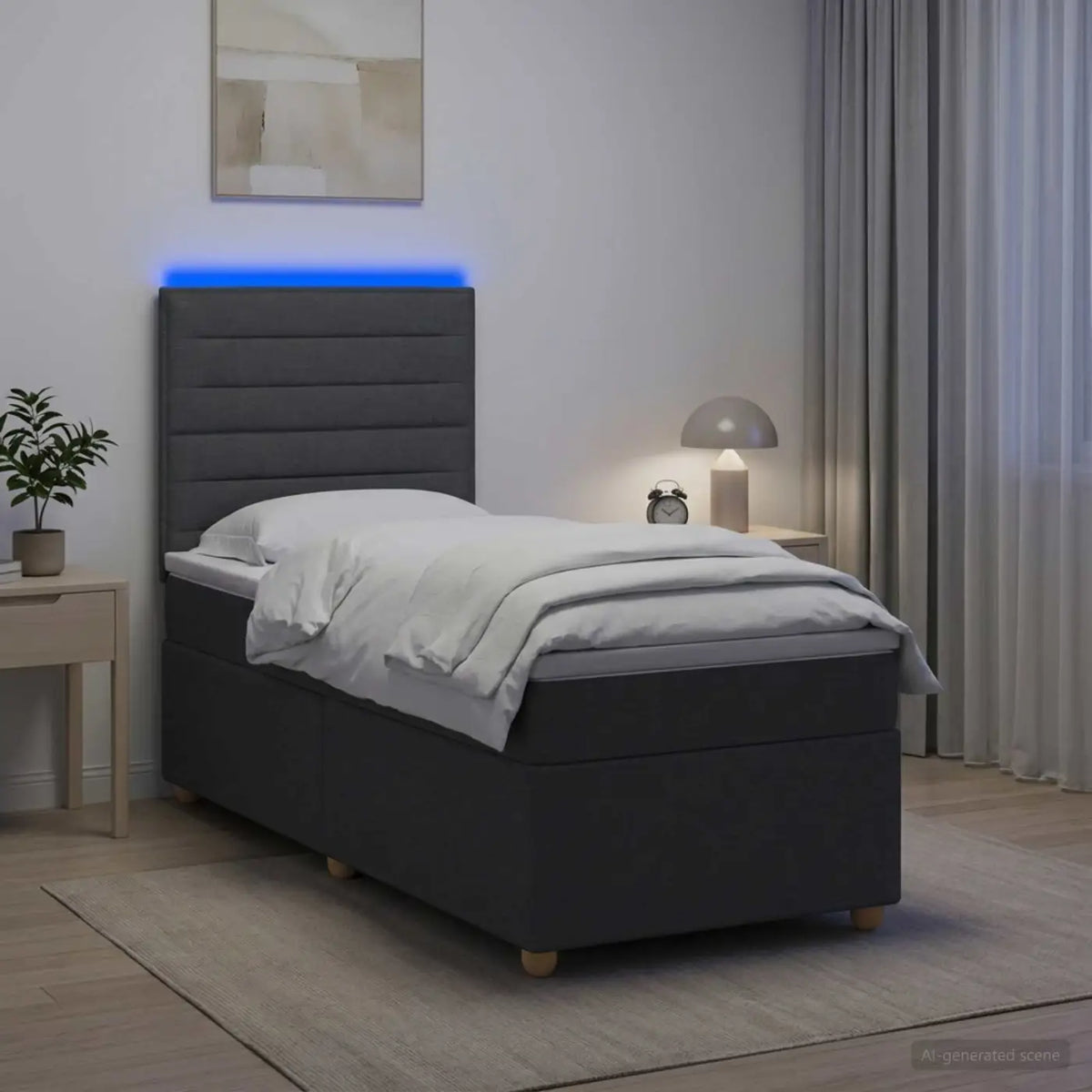 Lit boxspring avec matelas Gris foncé 80 x 200 cm Tissu - XIOS