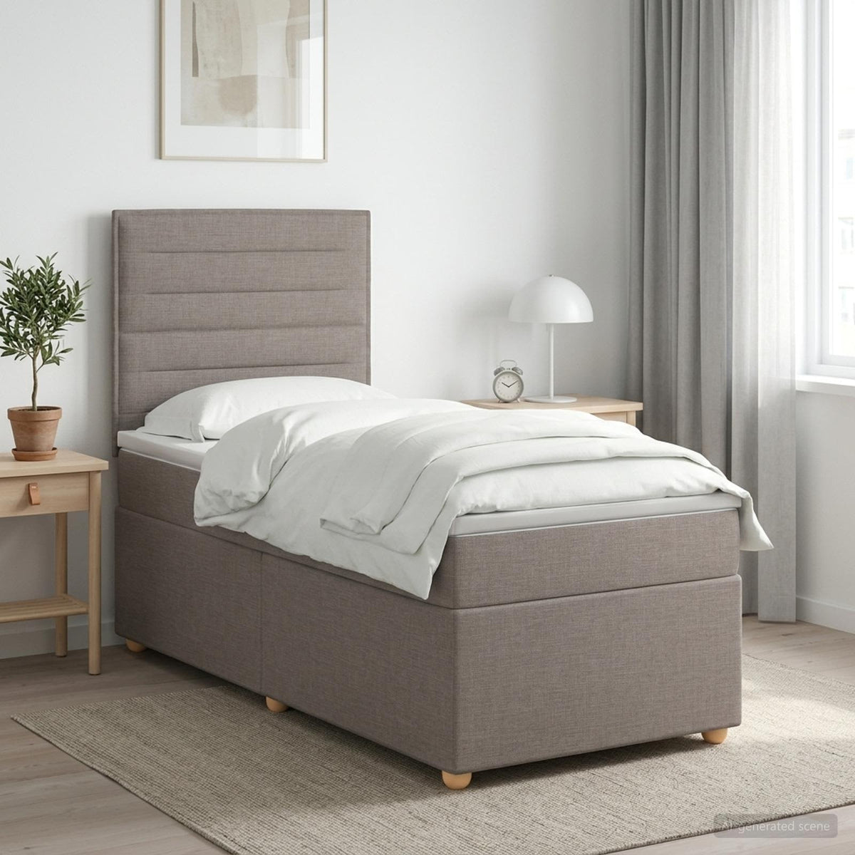 Lit boxspring avec matelas Taupe 90 x 190 cm Tissu