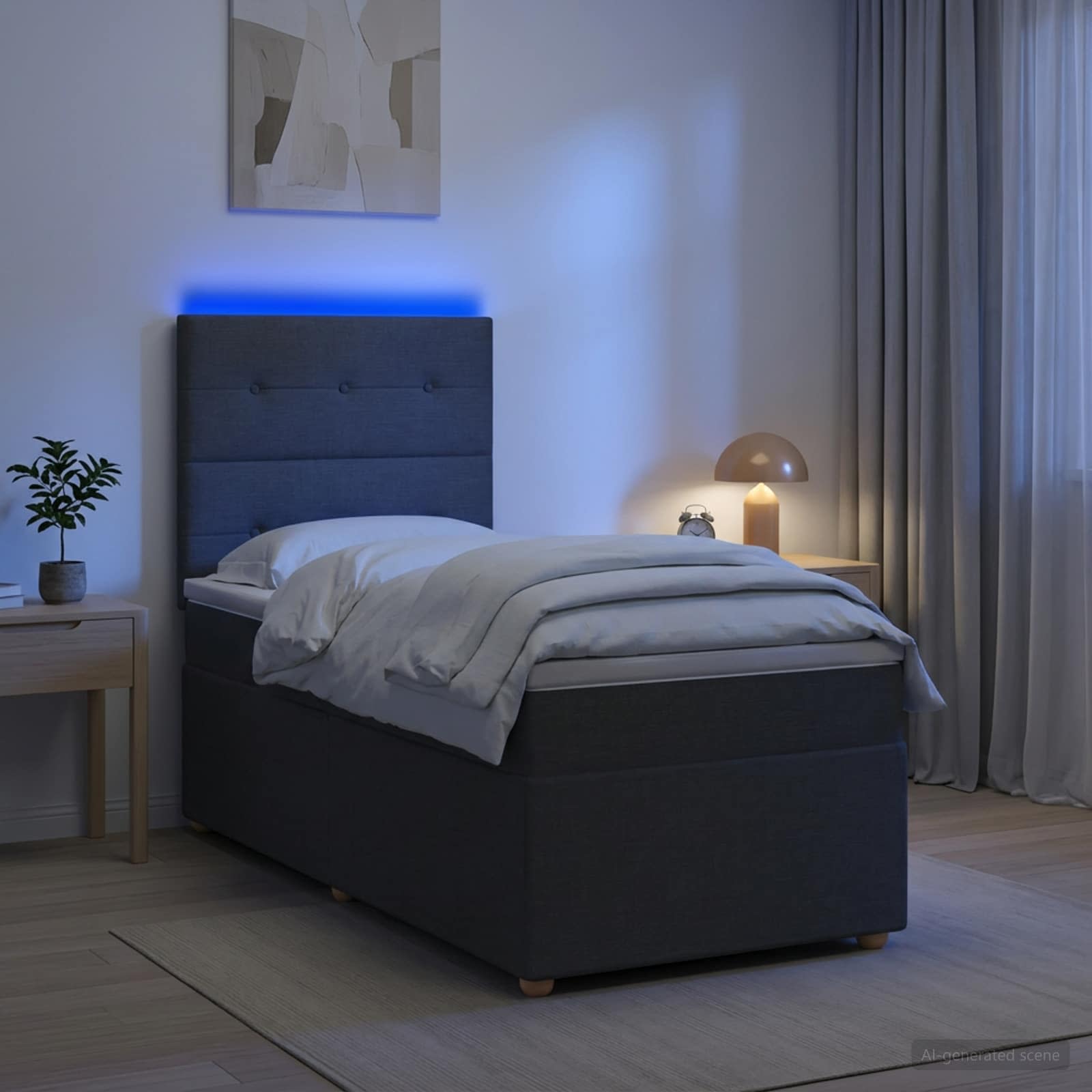 Lit boxspring avec matelas Gris foncé 90 x 190 cm Tissu