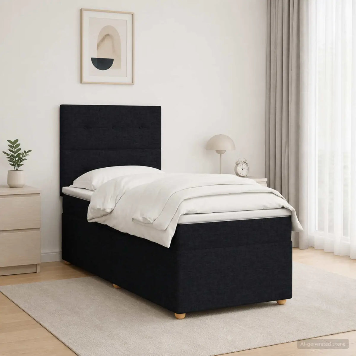 Lit boxspring avec matelas Noir 80 x 200 cm Tissu - XIOS