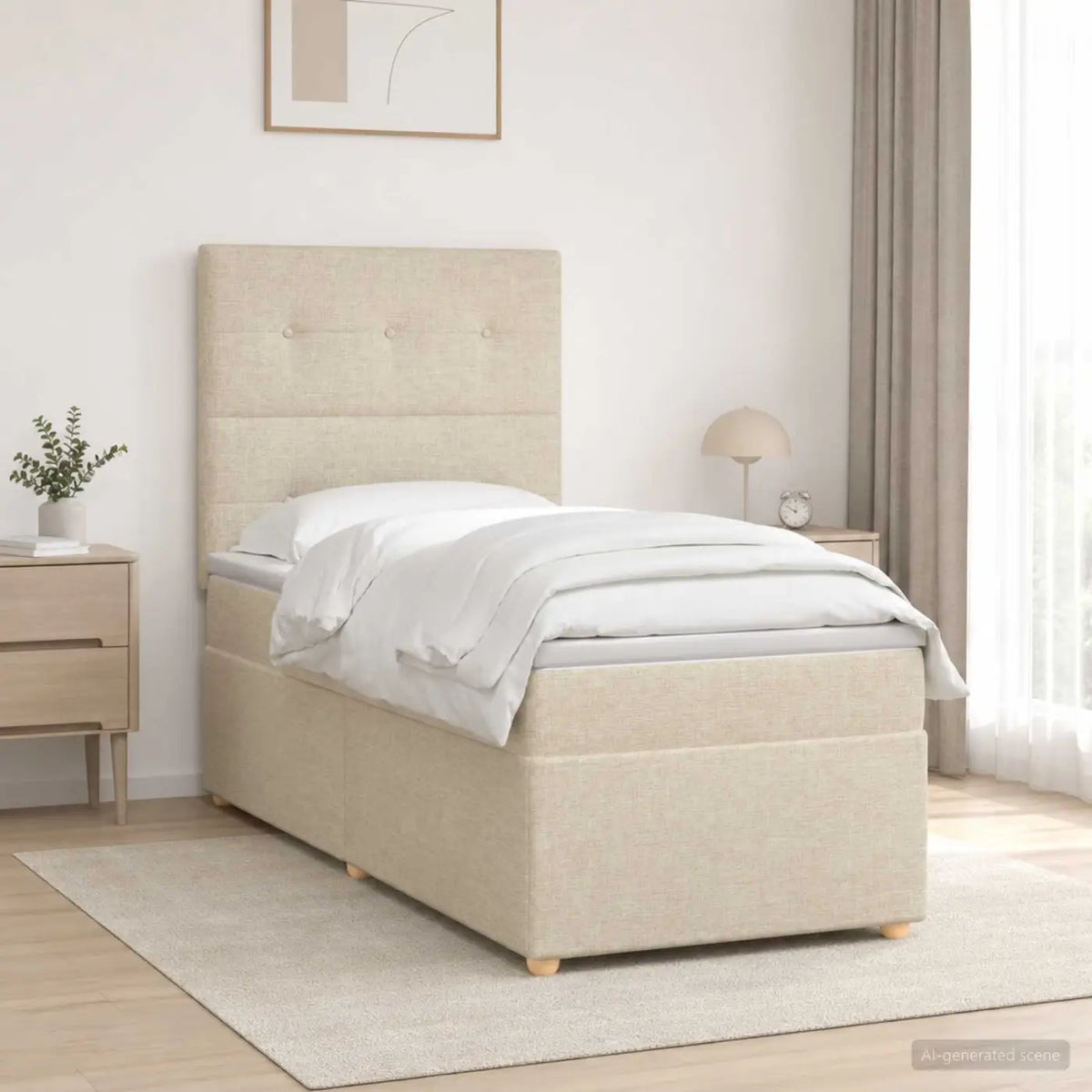 Lit boxspring avec matelas Crème 80 x 200 cm Tissu - XIOS