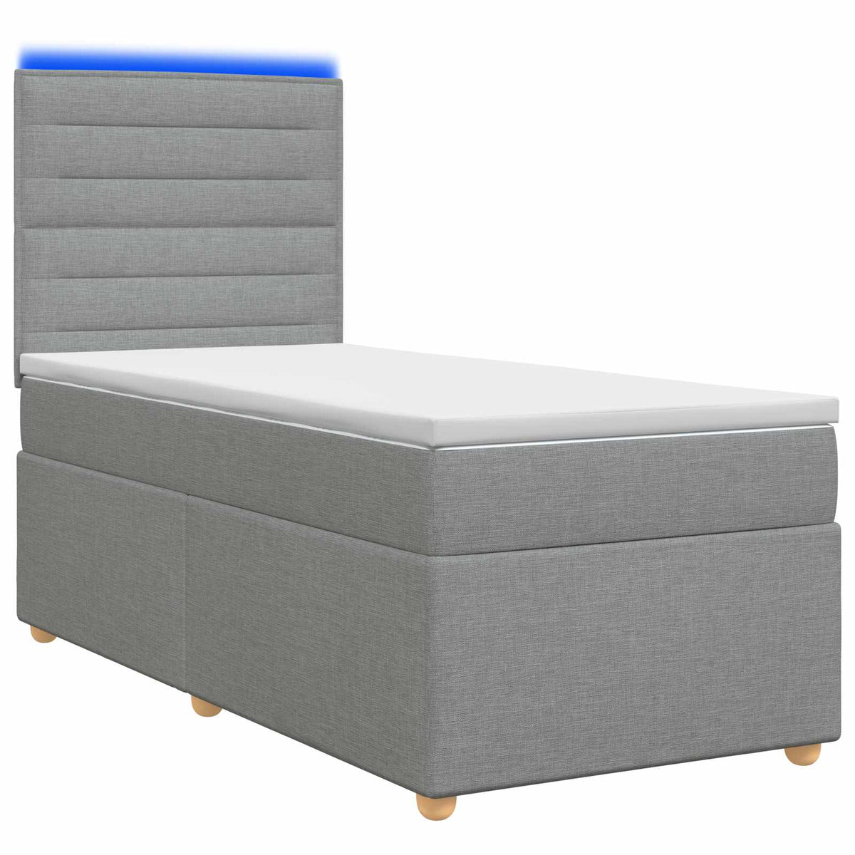 Lit boxspring avec matelas Gris clair 90 x 190 cm Tissu