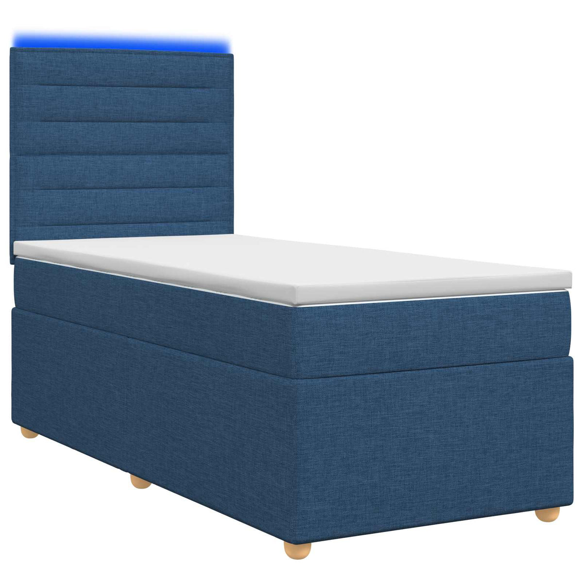 Lit boxspring avec matelas Bleu 90 x 190 cm Tissu