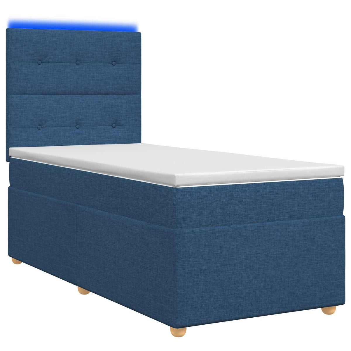 Lit boxspring avec matelas Bleu 90 x 190 cm Tissu