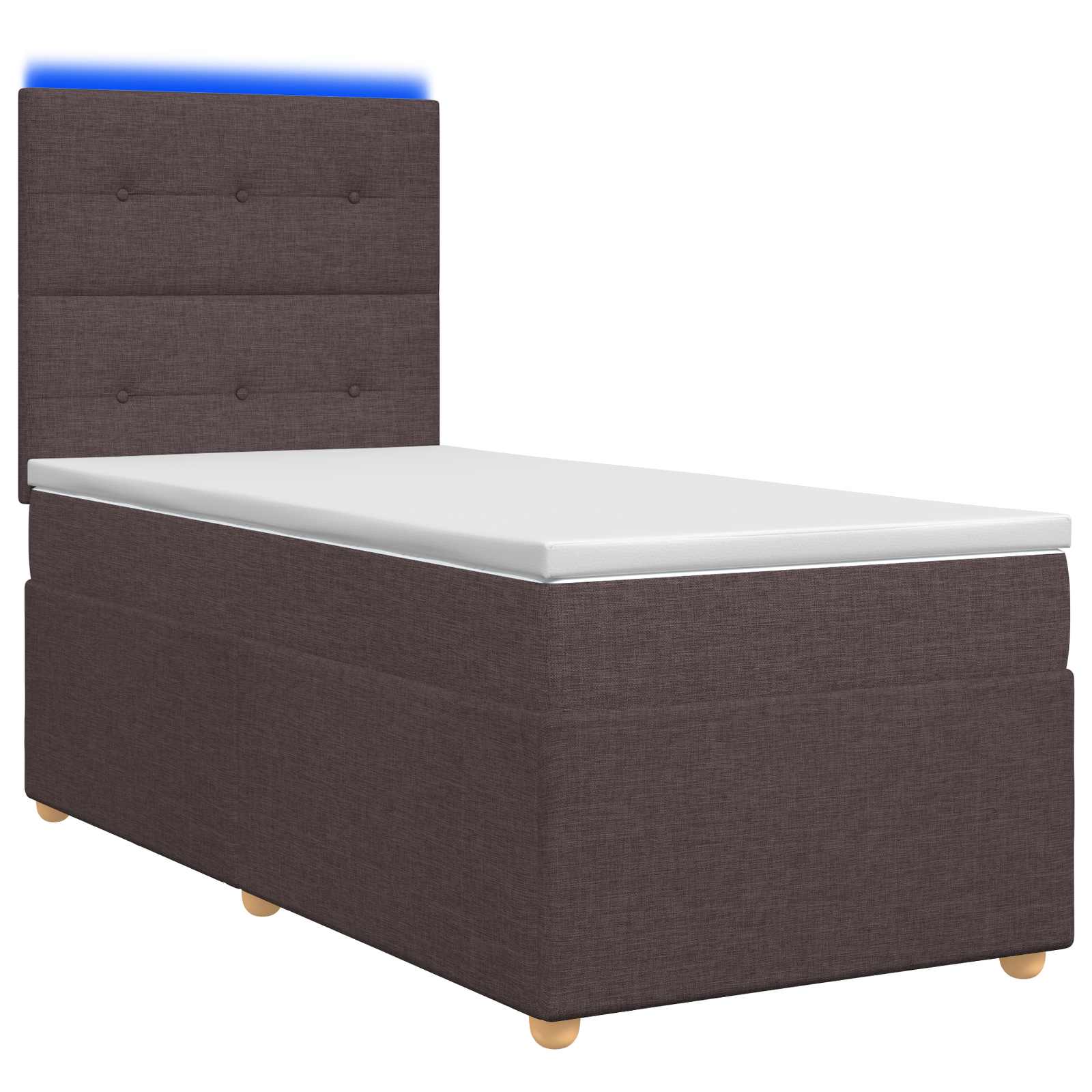 Lit boxspring avec matelas Marron foncé 90 x 200 cm Tissu