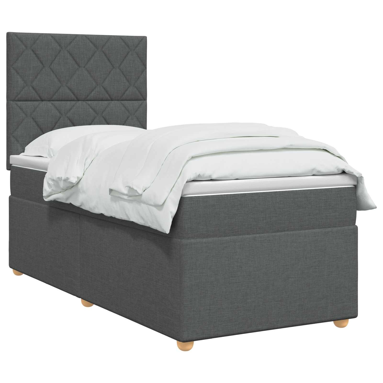 Lit boxspring avec matelas Gris foncé 90 x 200 cm Tissu - XIOS