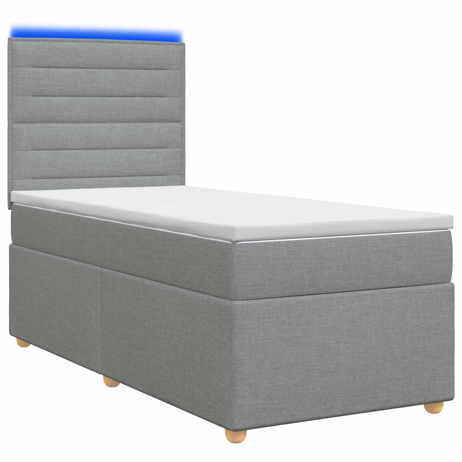 Lit boxspring avec matelas Gris clair 100 x 200 cm Tissu