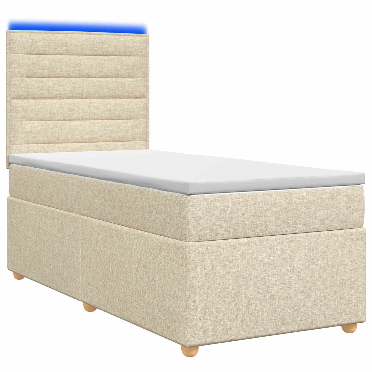 Lit boxspring avec matelas Crème 100 x 200 cm Tissu