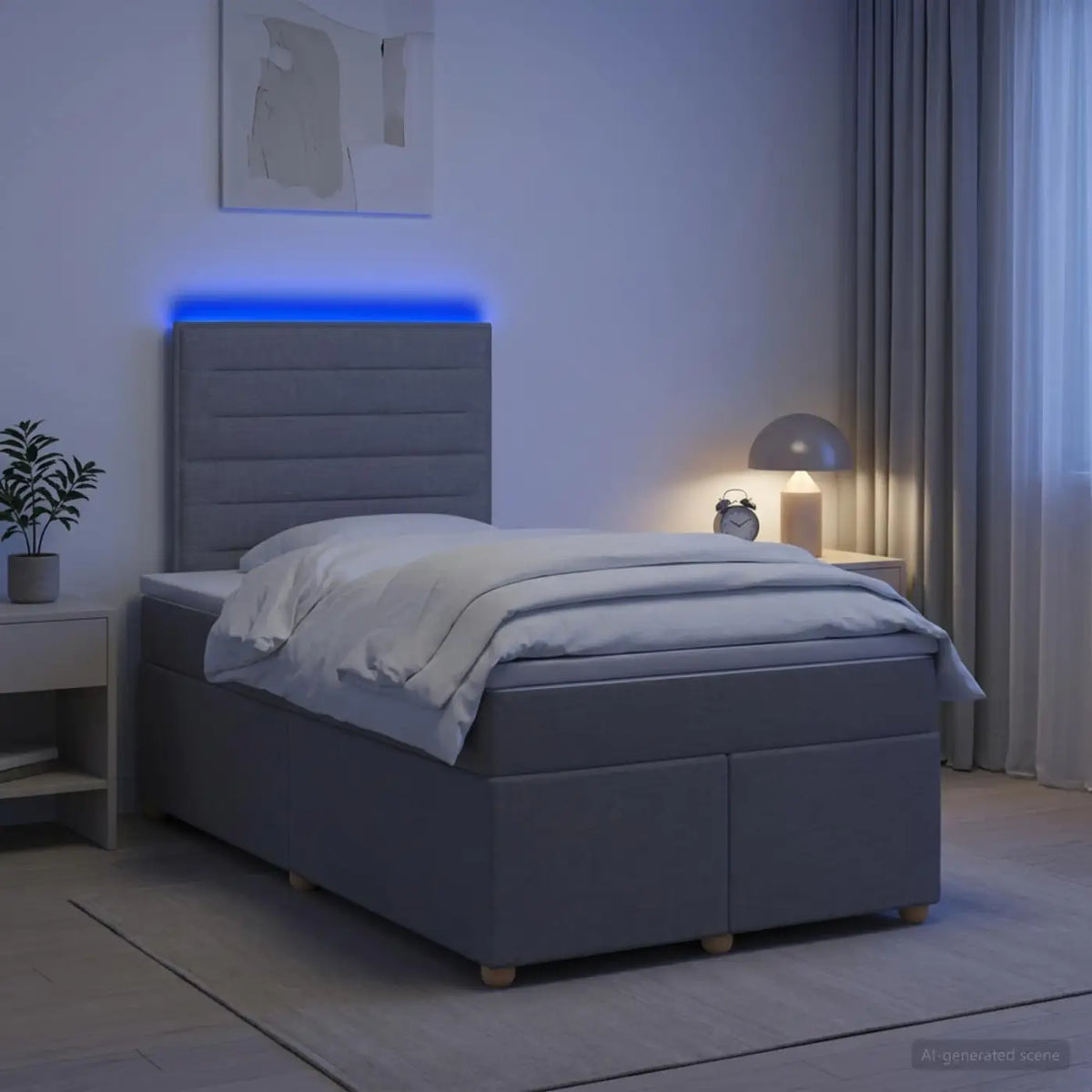 Lit boxspring avec matelas Gris clair 120 x 200 cm Tissu - XIOS