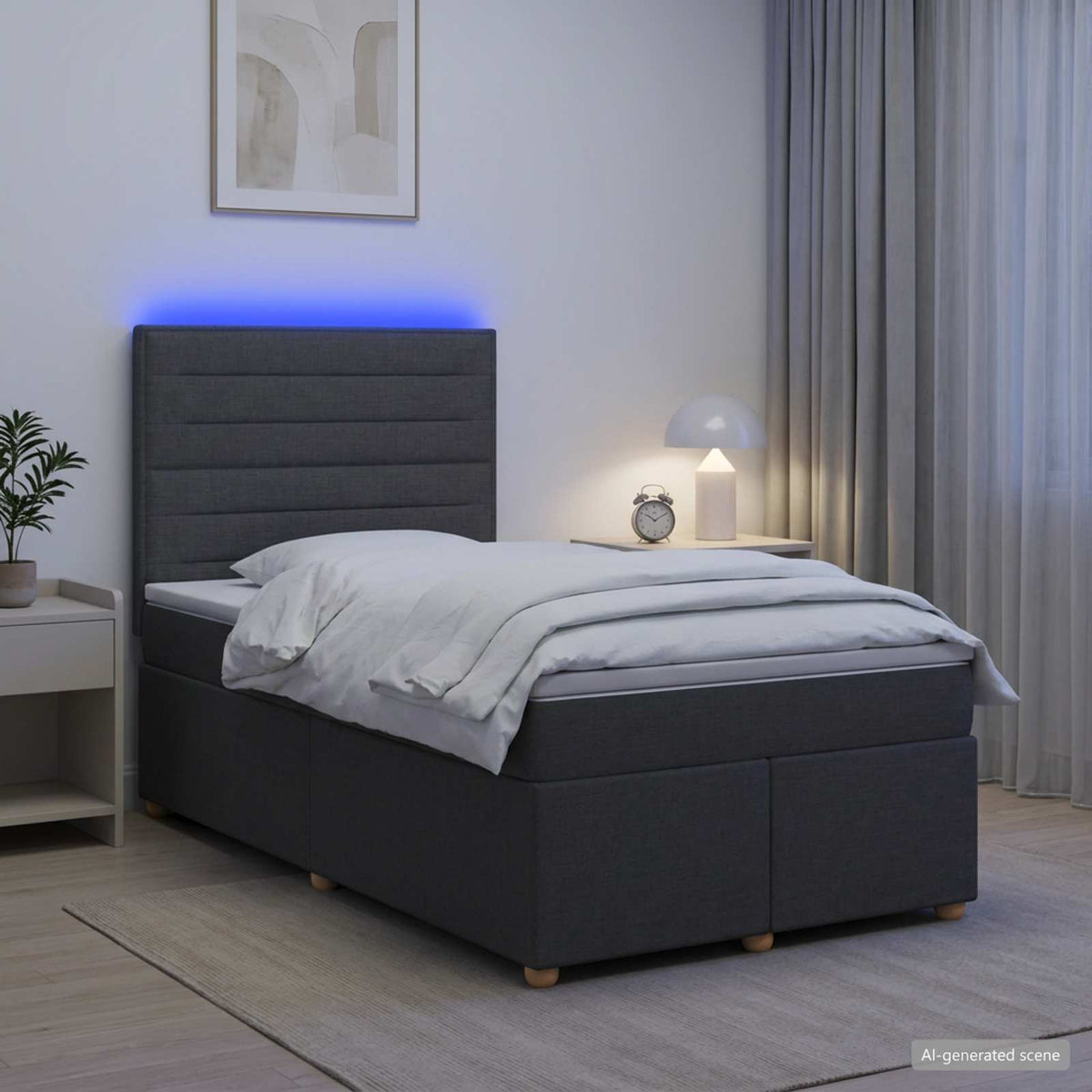 Lit boxspring avec matelas Gris foncé 120 x 190 cm Tissu
