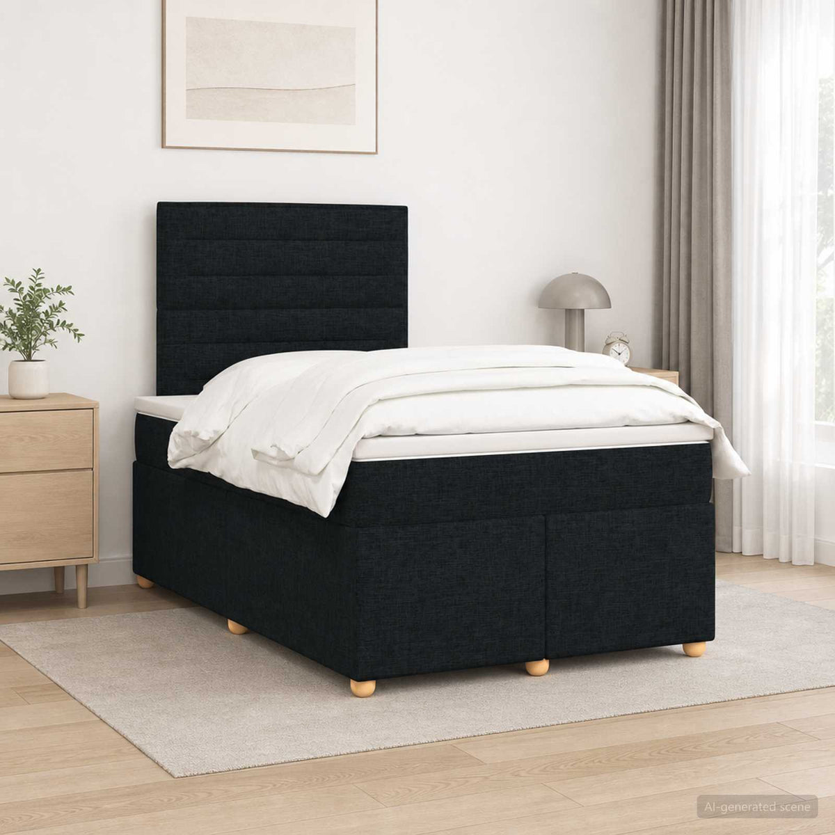 Lit boxspring avec matelas Noir 120 x 200 cm Tissu