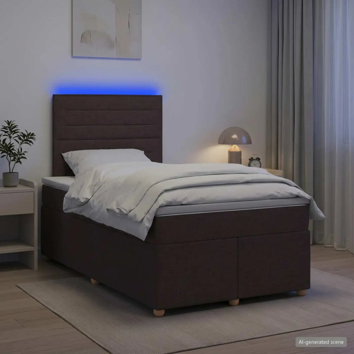 Lit boxspring avec matelas Marron foncé 120 x 200 cm Tissu - XIOS