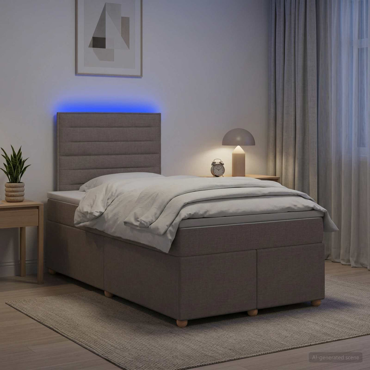Lit boxspring avec matelas Taupe 120 x 190 cm Tissu