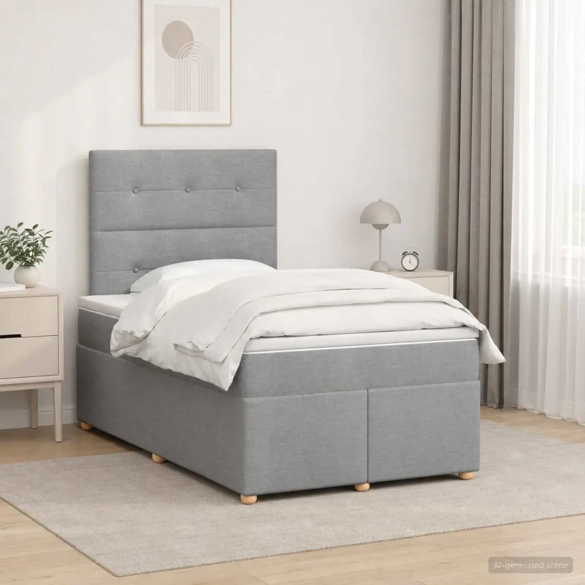 Lit boxspring avec matelas Gris clair 120 x 190 cm Tissu - XIOS
