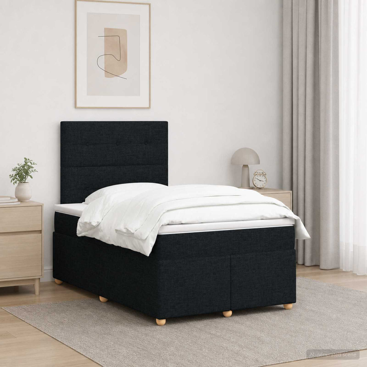 Lit boxspring avec matelas Noir 120 x 200 cm Tissu