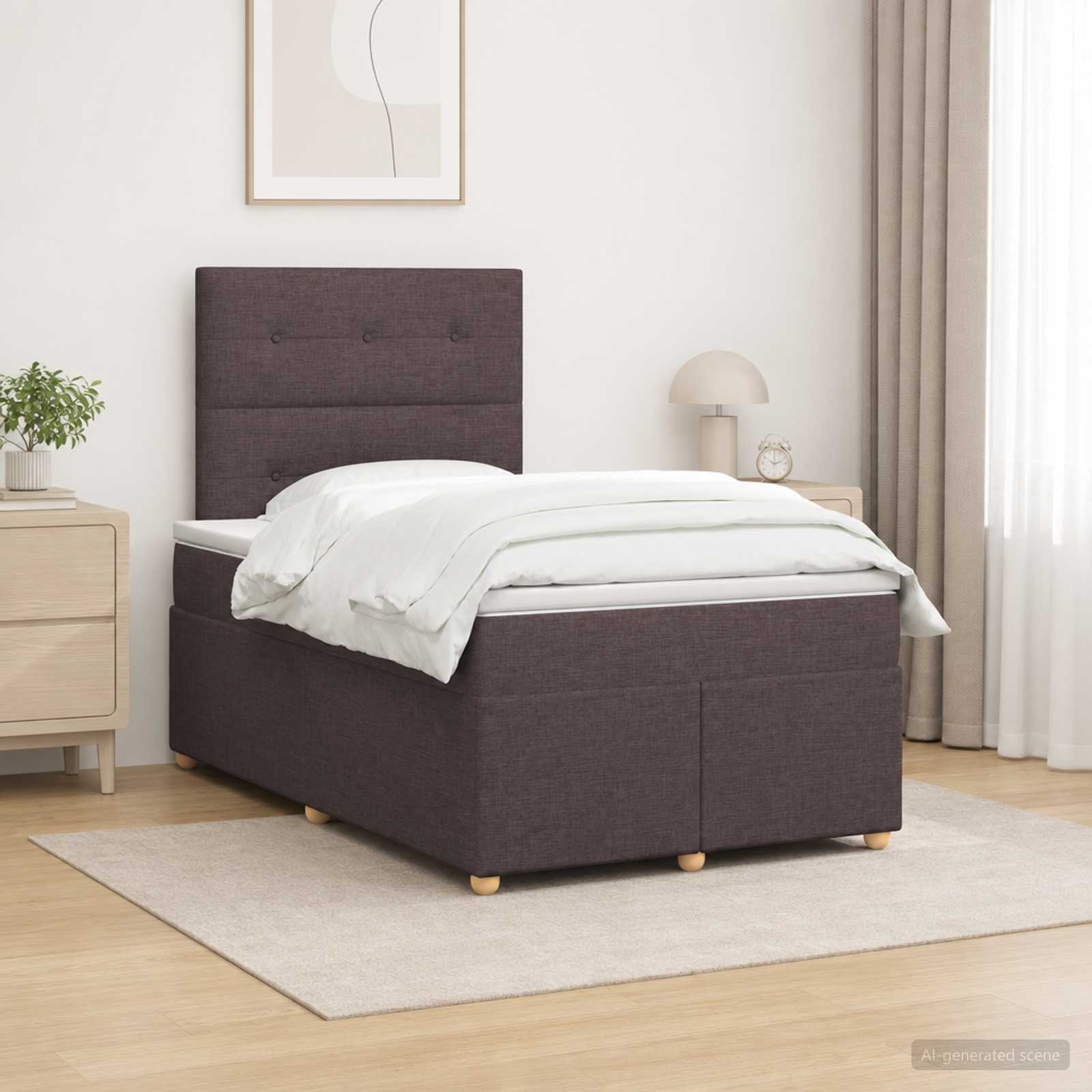 Lit boxspring avec matelas Marron foncé 120 x 190 cm Tissu - XIOS
