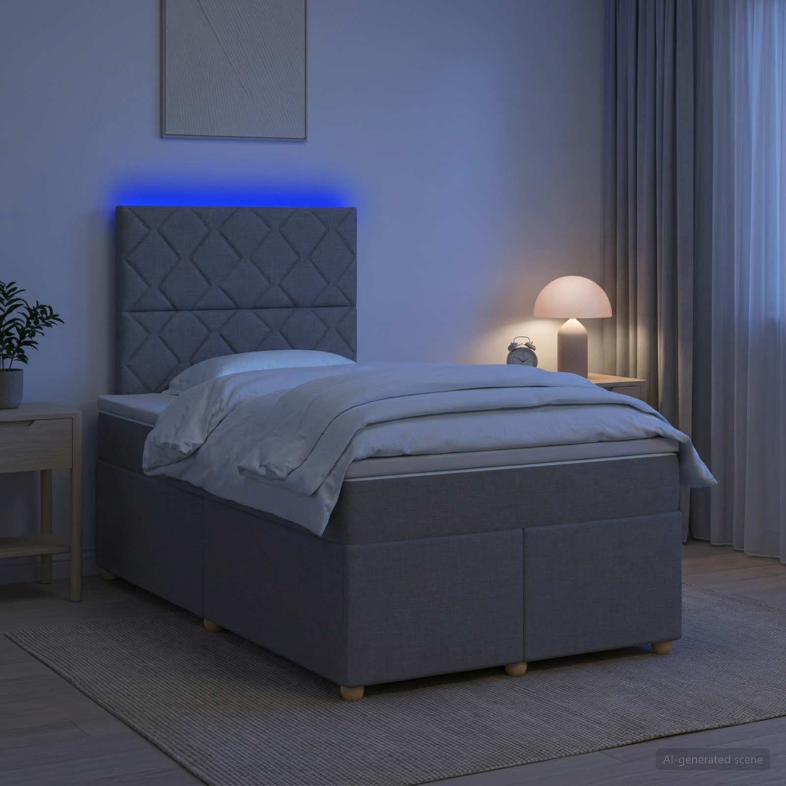 Lit boxspring avec matelas Gris clair 120 x 190 cm Tissu