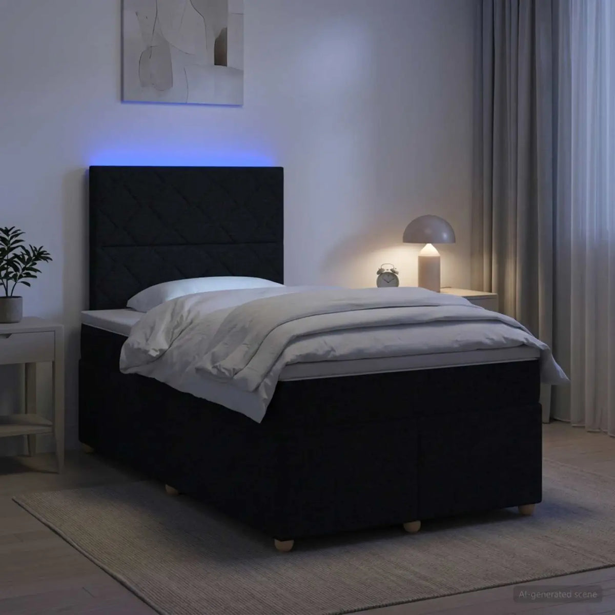 Lit boxspring avec matelas Noir 120 x 190 cm Tissu - XIOS