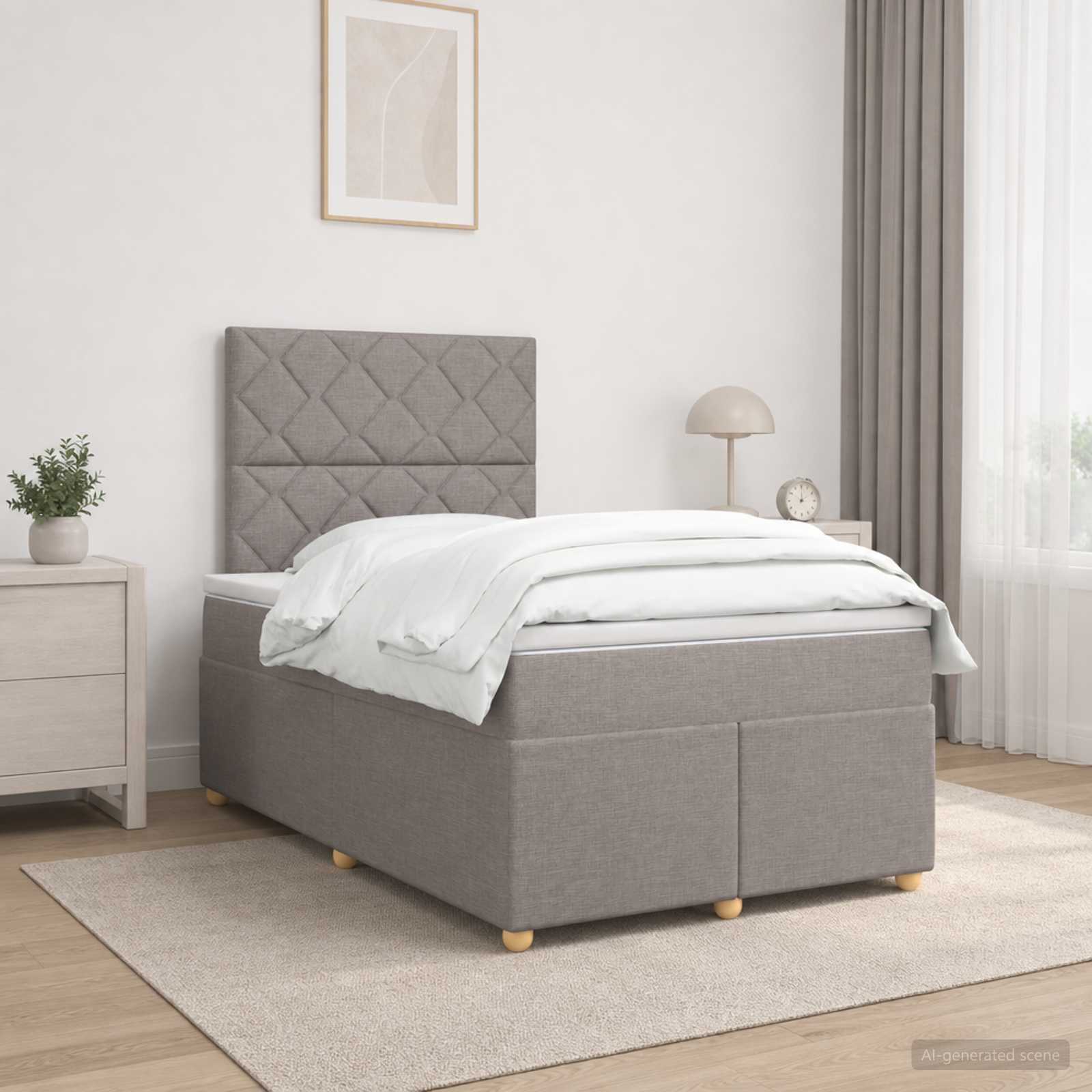 Lit boxspring avec matelas Taupe 120 x 190 cm Tissu
