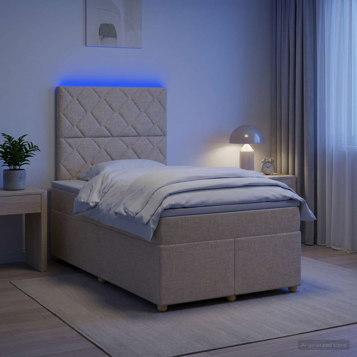 Lit boxspring avec matelas Crème 120 x 200 cm Tissu