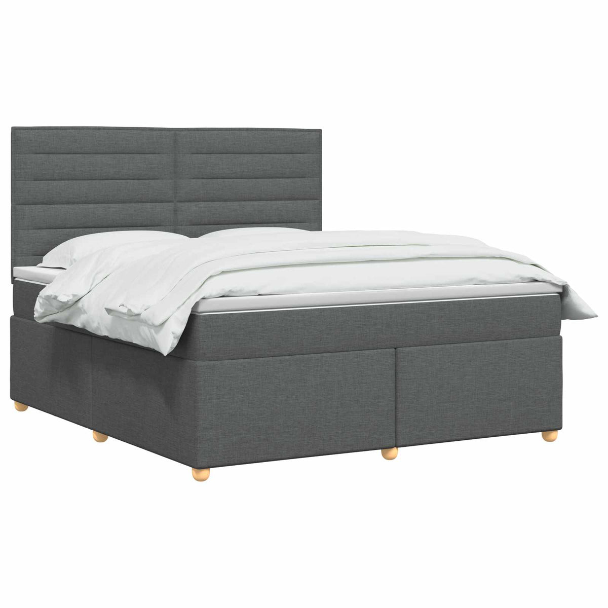 Lit boxspring avec matelas Gris foncé 140 x 190 cm Tissu