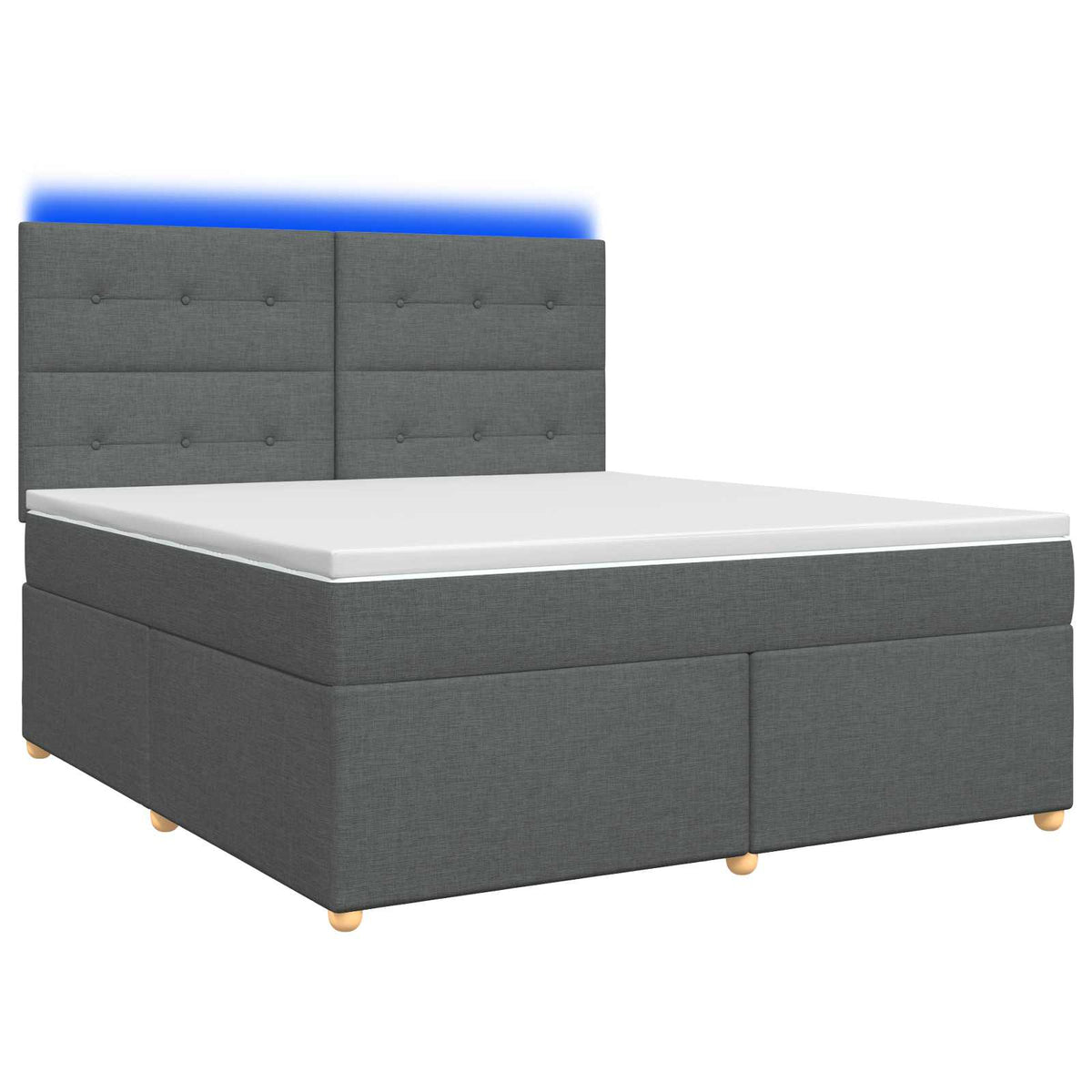 Lit boxspring avec matelas Gris foncé 140 x 190 cm Tissu