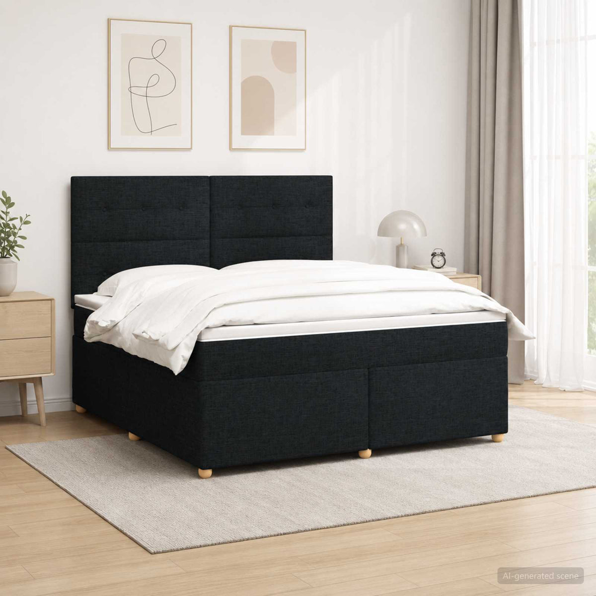 Lit boxspring avec matelas Noir 140 x 200 cm Tissu