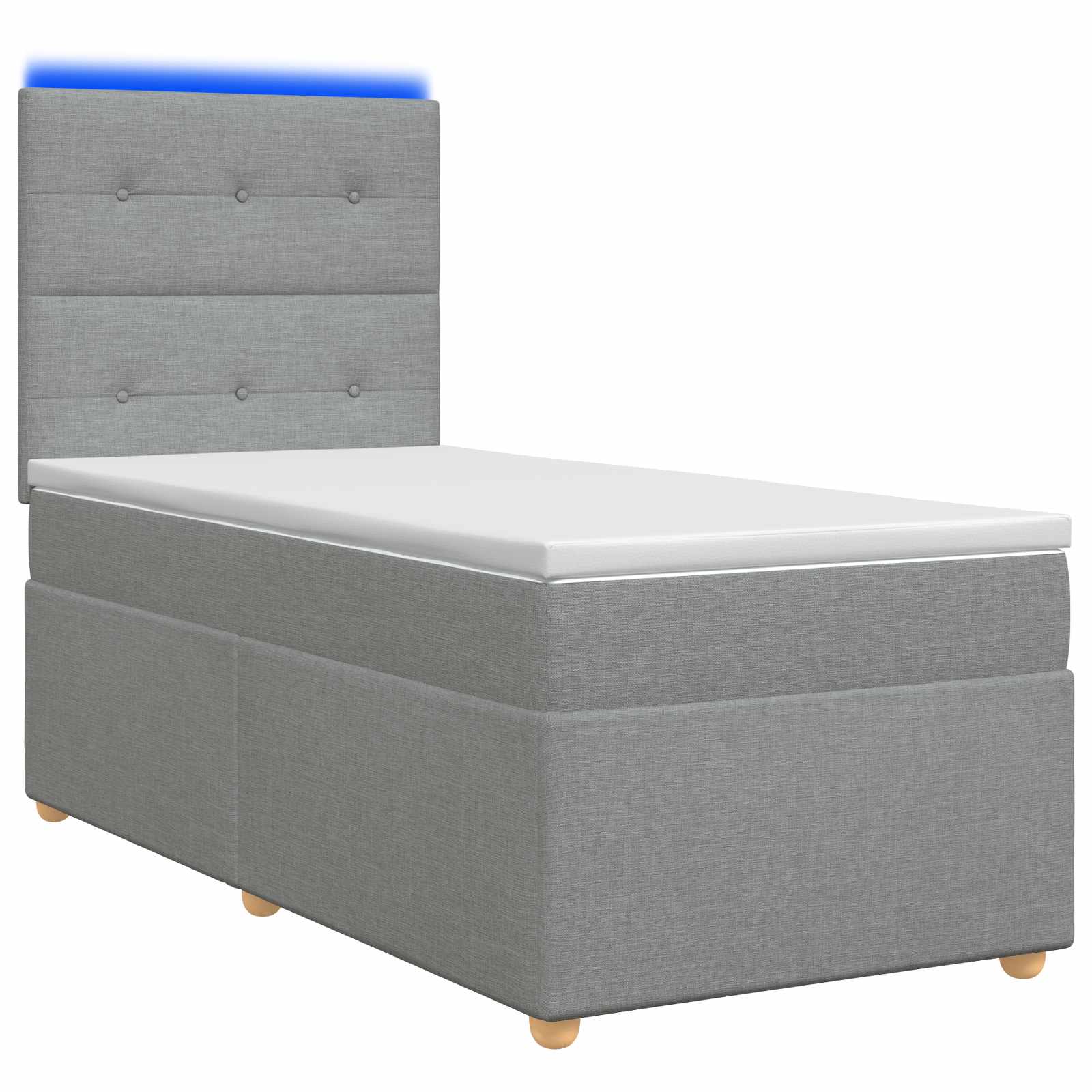 Lit boxspring LED avec matelas Gris clair 90 x 190 cm Tissu - XIOS