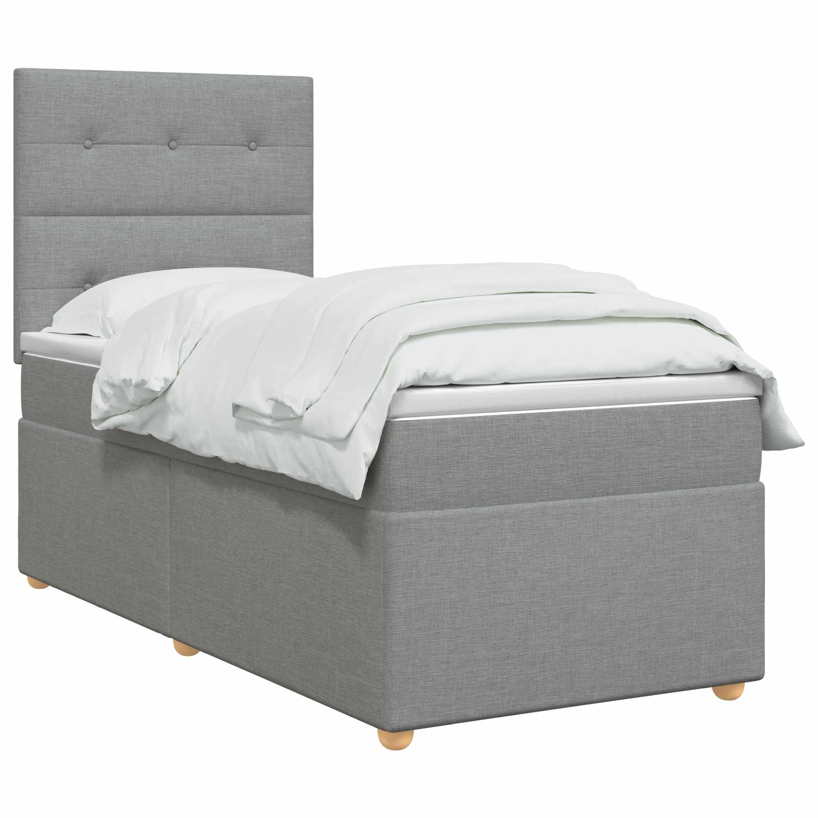Lit boxspring LED avec matelas Gris clair 90 x 190 cm Tissu - XIOS