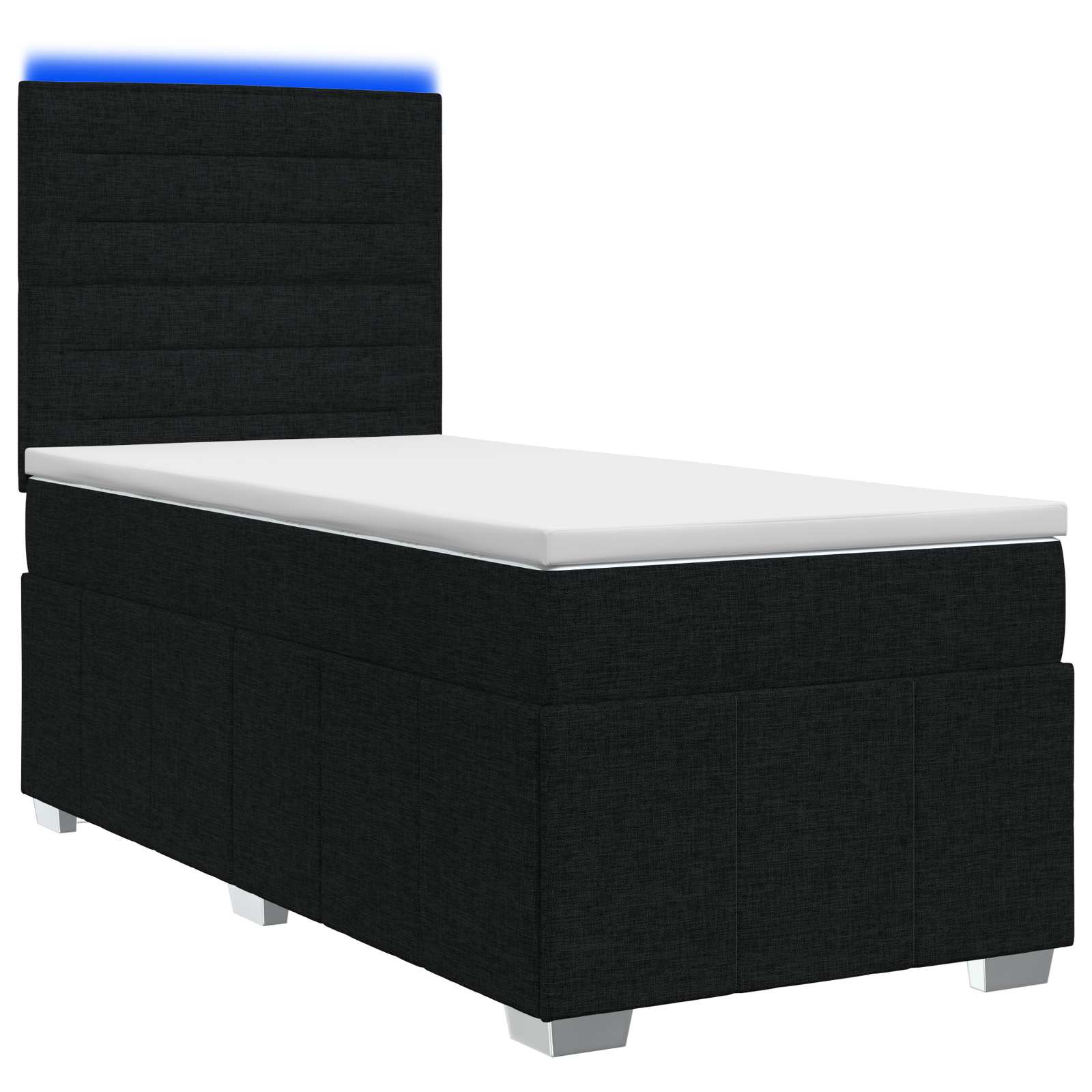 Lit boxspring LED avec matelas Noir 90 x 190 cm Tissu