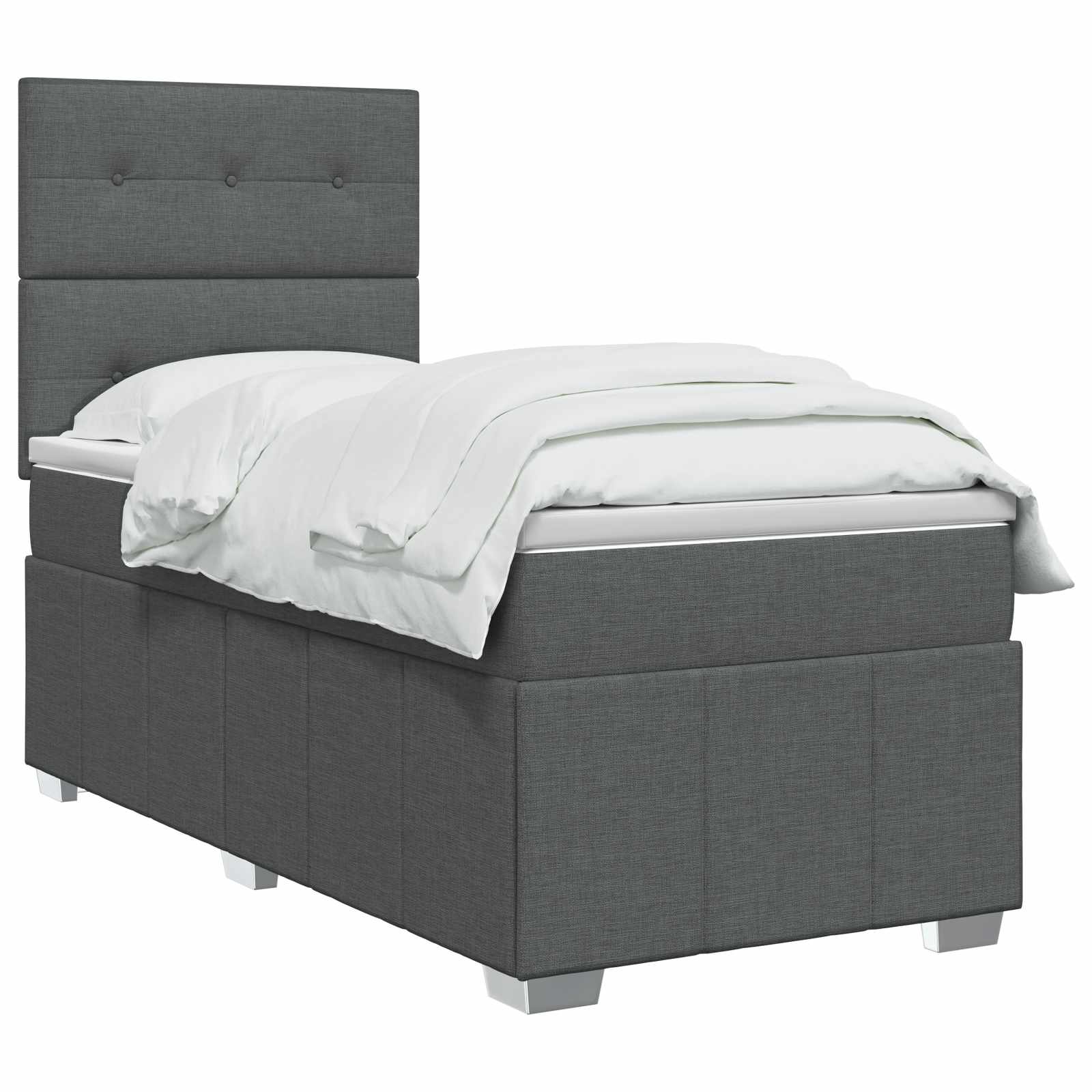 Lit boxspring LED avec matelas Gris foncé 90 x 190 cm Tissu