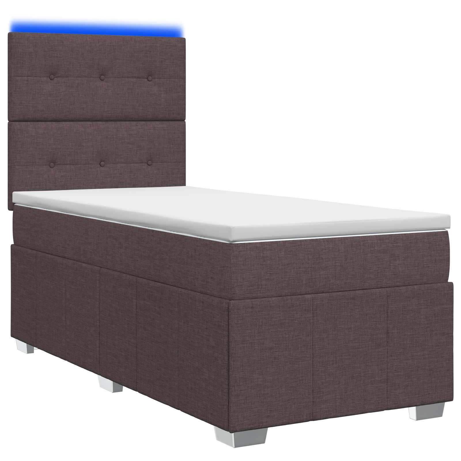 Lit boxspring LED avec matelas Marron foncé 100 x 200 cm Tissu - XIOS