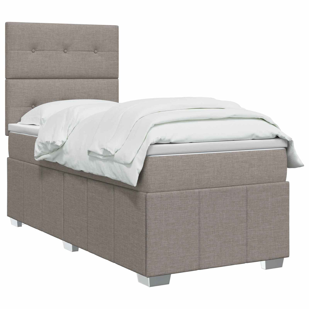 Lit boxspring LED avec matelas Taupe 100 x 200 cm Tissu - XIOS