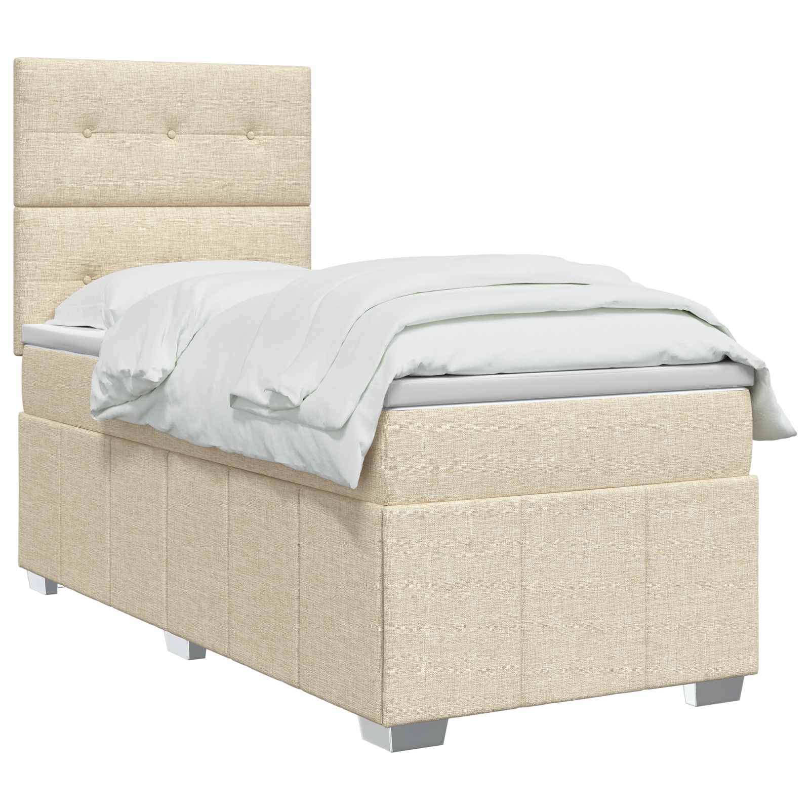 Lit boxspring LED avec matelas Crème 100 x 200 cm Tissu - XIOS