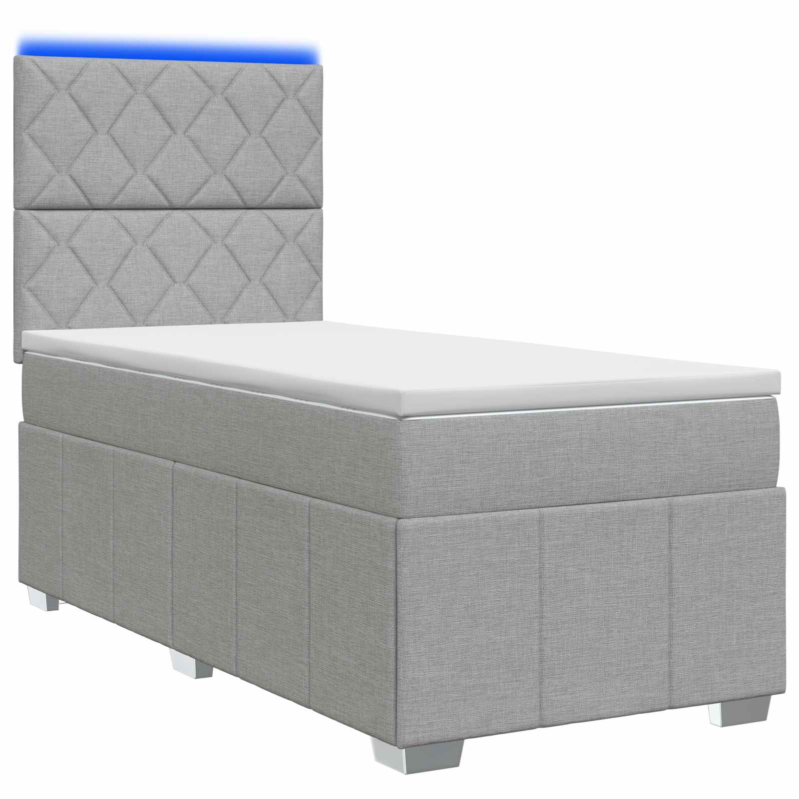 Lit boxspring LED avec matelas Gris clair 100 x 200 cm Tissu - XIOS