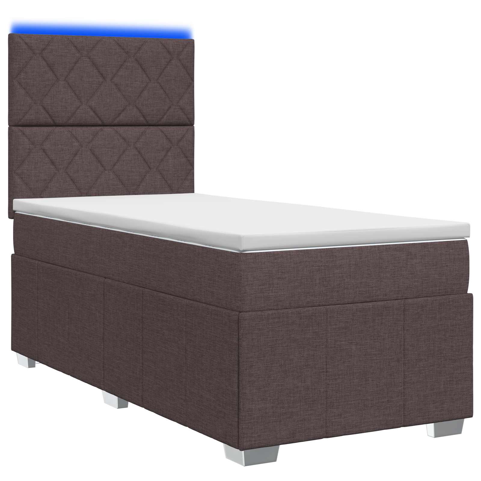 Lit boxspring LED avec matelas Marron foncé 100 x 200 cm Tissu - XIOS