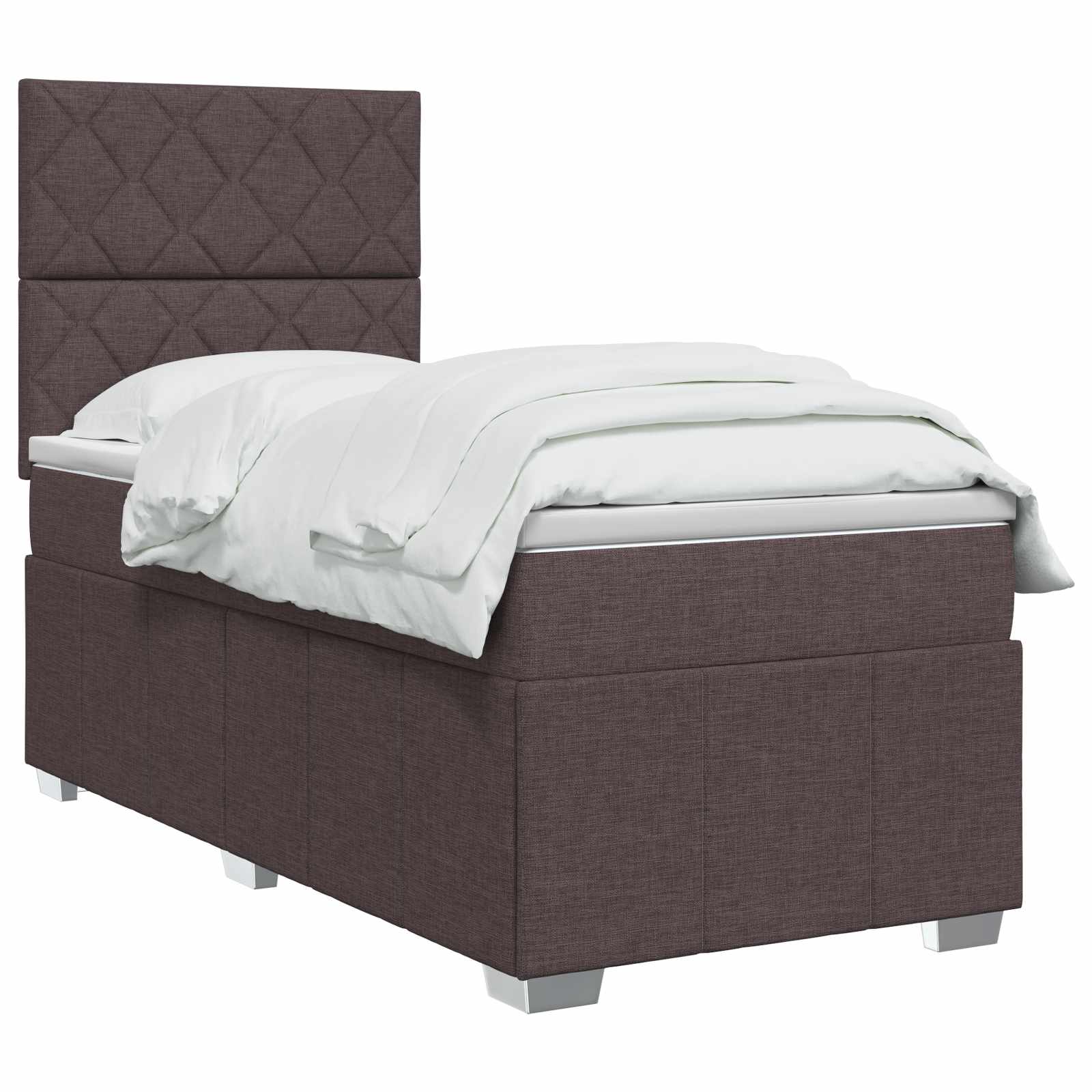 Lit boxspring LED avec matelas Marron foncé 100 x 200 cm Tissu - XIOS