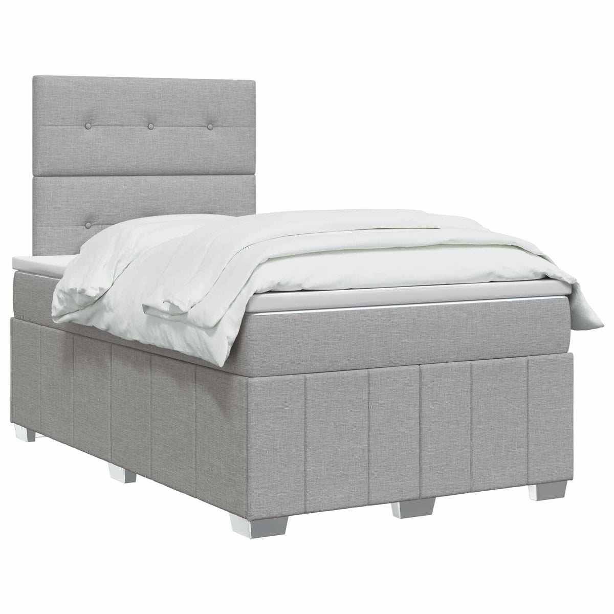 Lit boxspring LED avec matelas Gris clair 120 x 190 cm Tissu