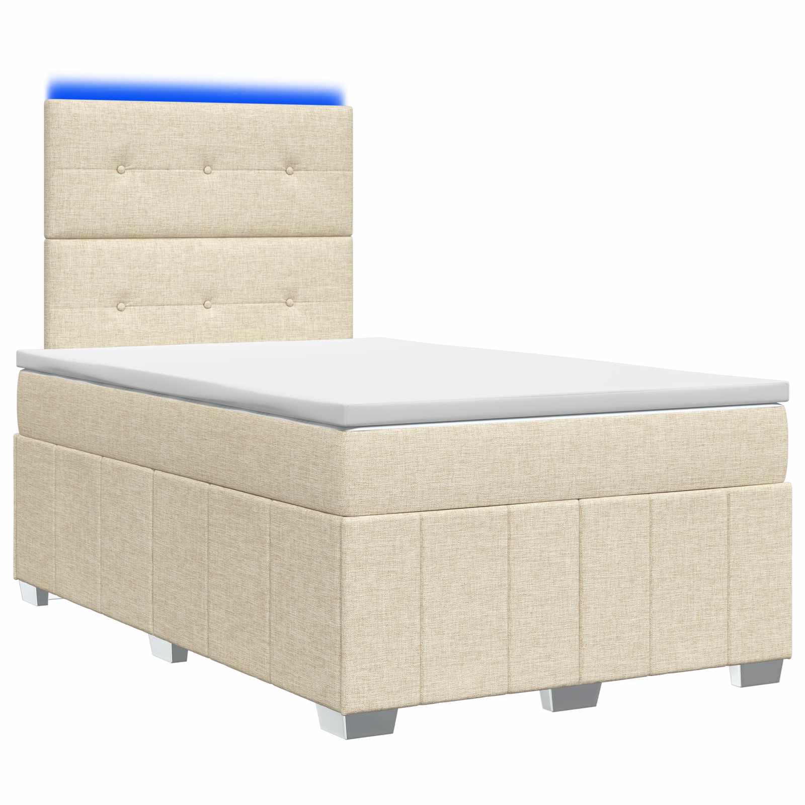 Lit boxspring LED avec matelas Crème 120 x 190 cm Tissu
