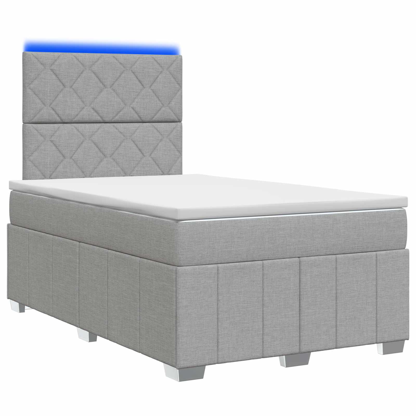 Lit boxspring LED avec matelas Gris clair 120 x 190 cm Tissu
