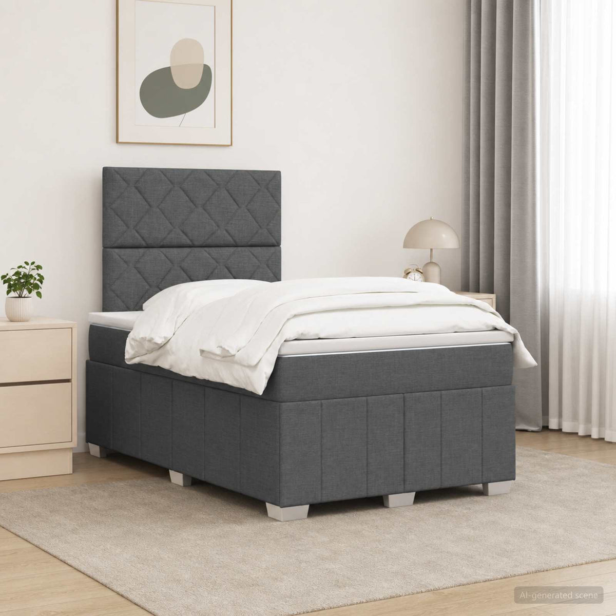 Lit boxspring LED avec matelas Gris foncé 120 x 190 cm Tissu